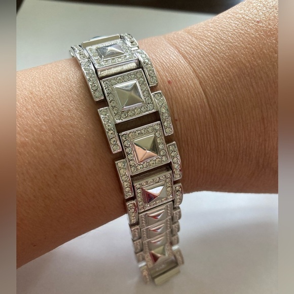 Panel Link Bracelet w/ Clear Rhinestones‎ - Picture 3 of 9